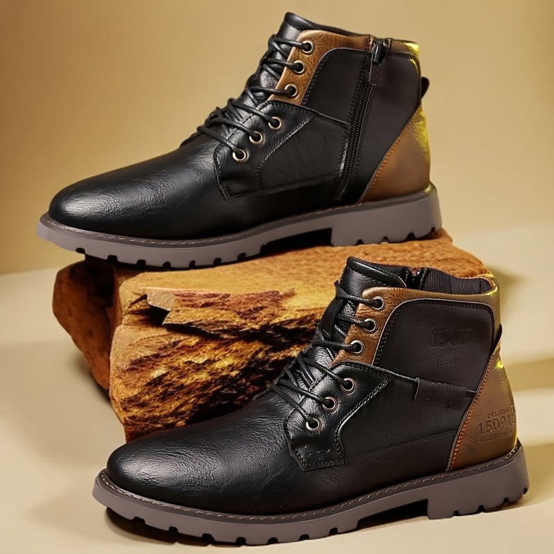 Leather Work Fabric - Deri erkek yarım çizmeler artı boyutu