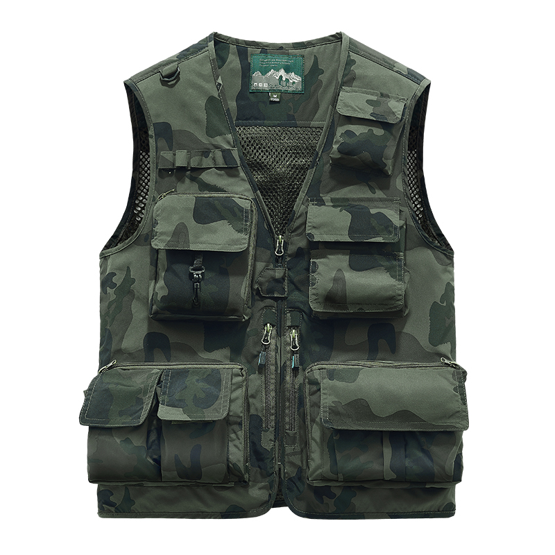 Leather Work Vest For Men - Işlemeli yelek balıkçı kıyafeti mont eğlence