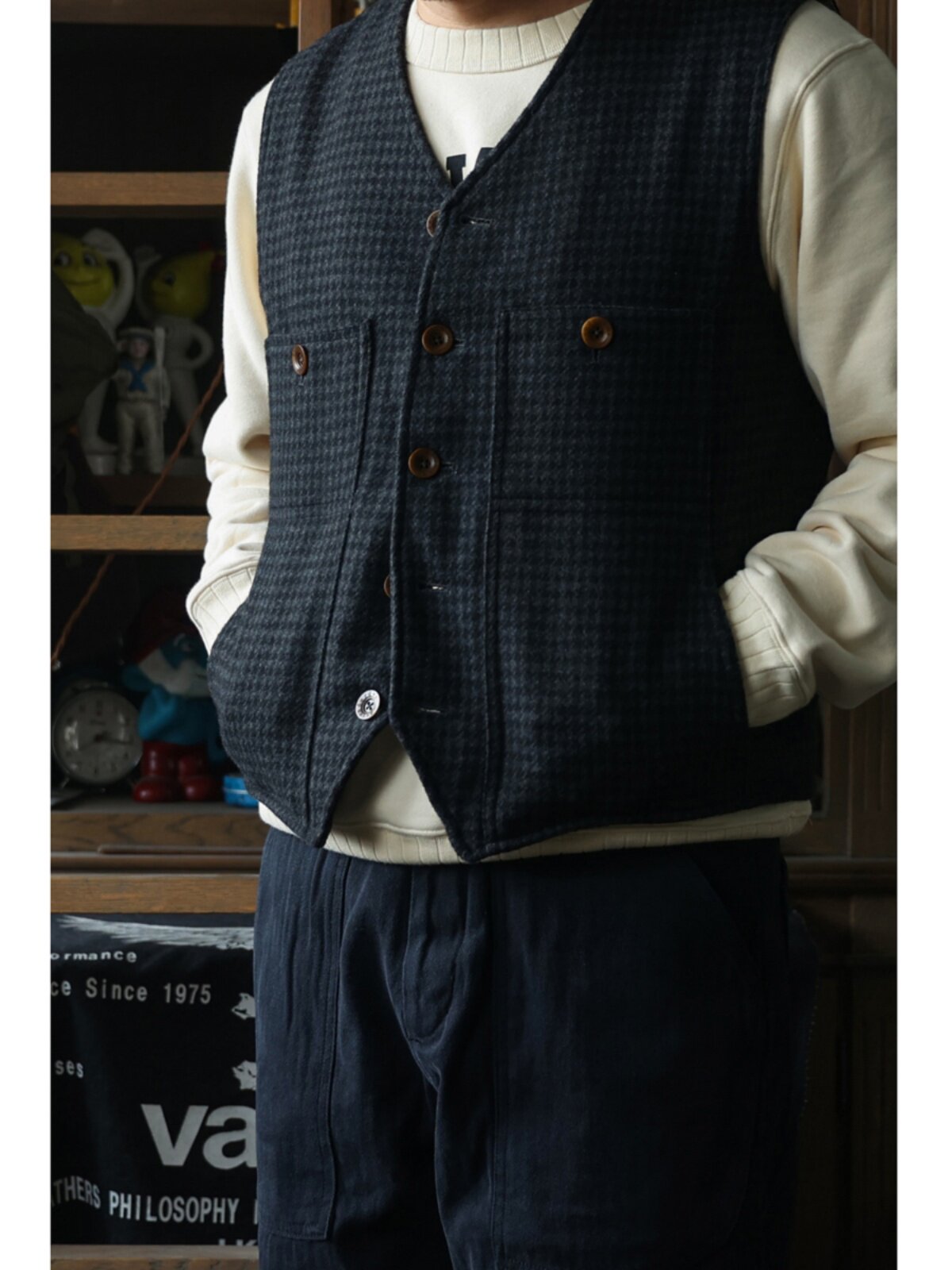 Leather Work Vest For Men - Secondorder FW24 Vintage Yün İş Yeleği