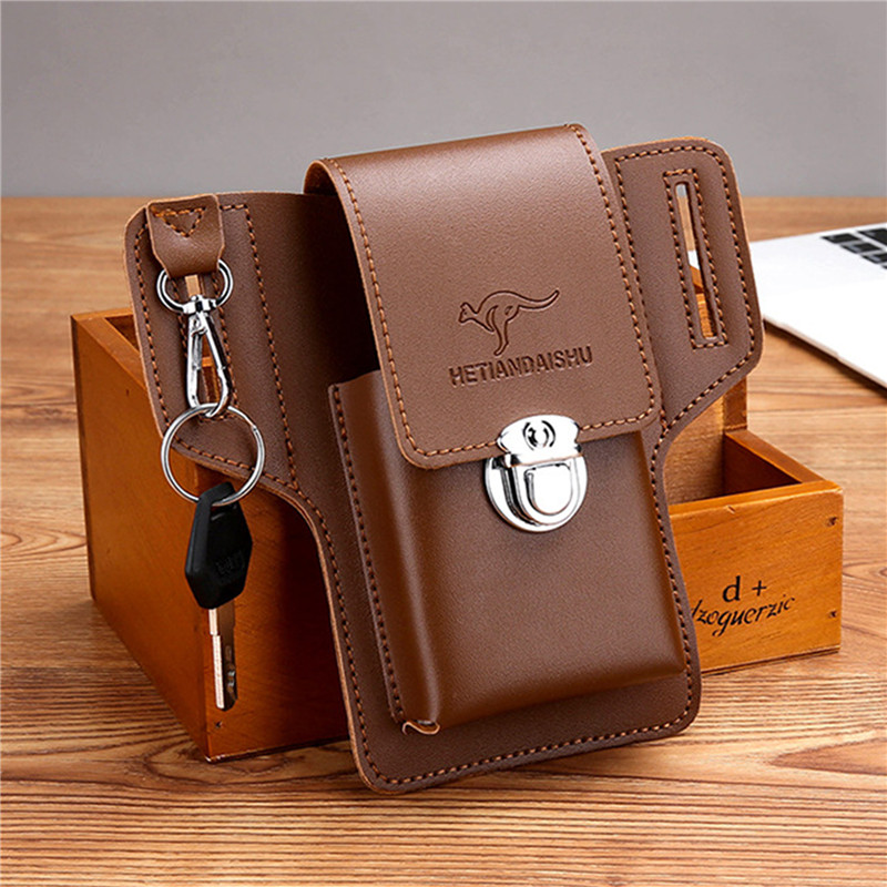 Leatherwork Fasteners - Erkekler İçin Telefon Kemer Çantası, Cep