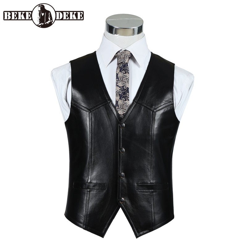 Leather Work Vest For Men - Hakiki Deri Koyun Derisi Yelek Erkekler