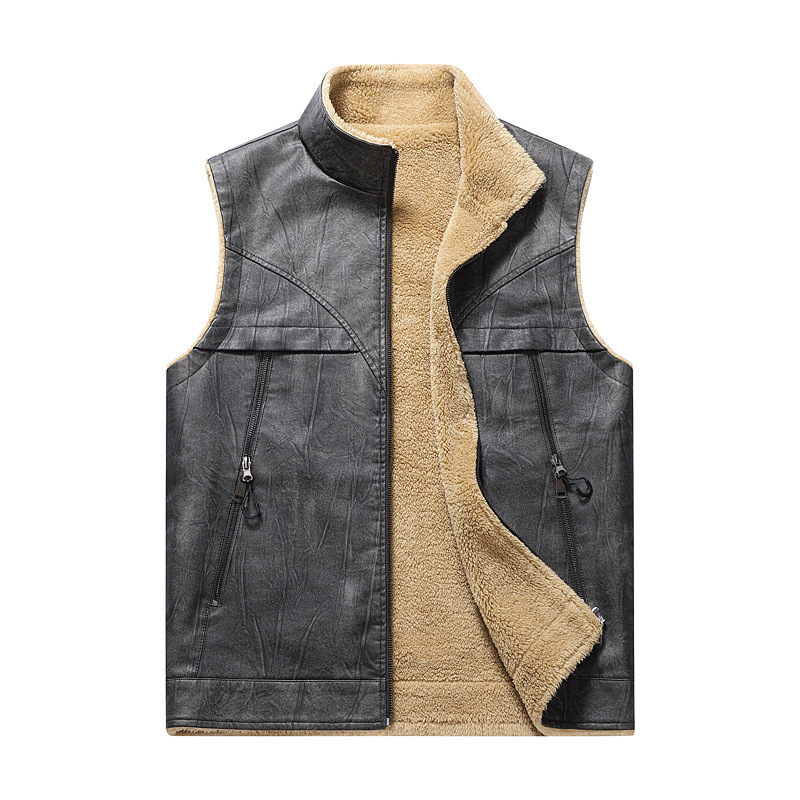 Sonbahar ve Kış Yeni Peluş PU  - Leather Work Vest For Men incelemesi ve fiyatı