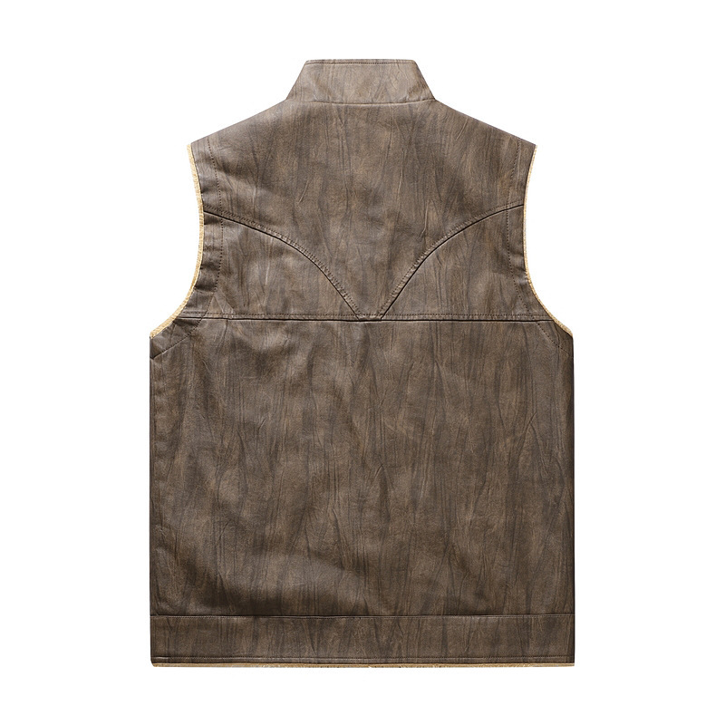 Sonbahar ve Kış Yeni Peluş PU  - Leather Work Vest For Men incelemesi ve fiyatı