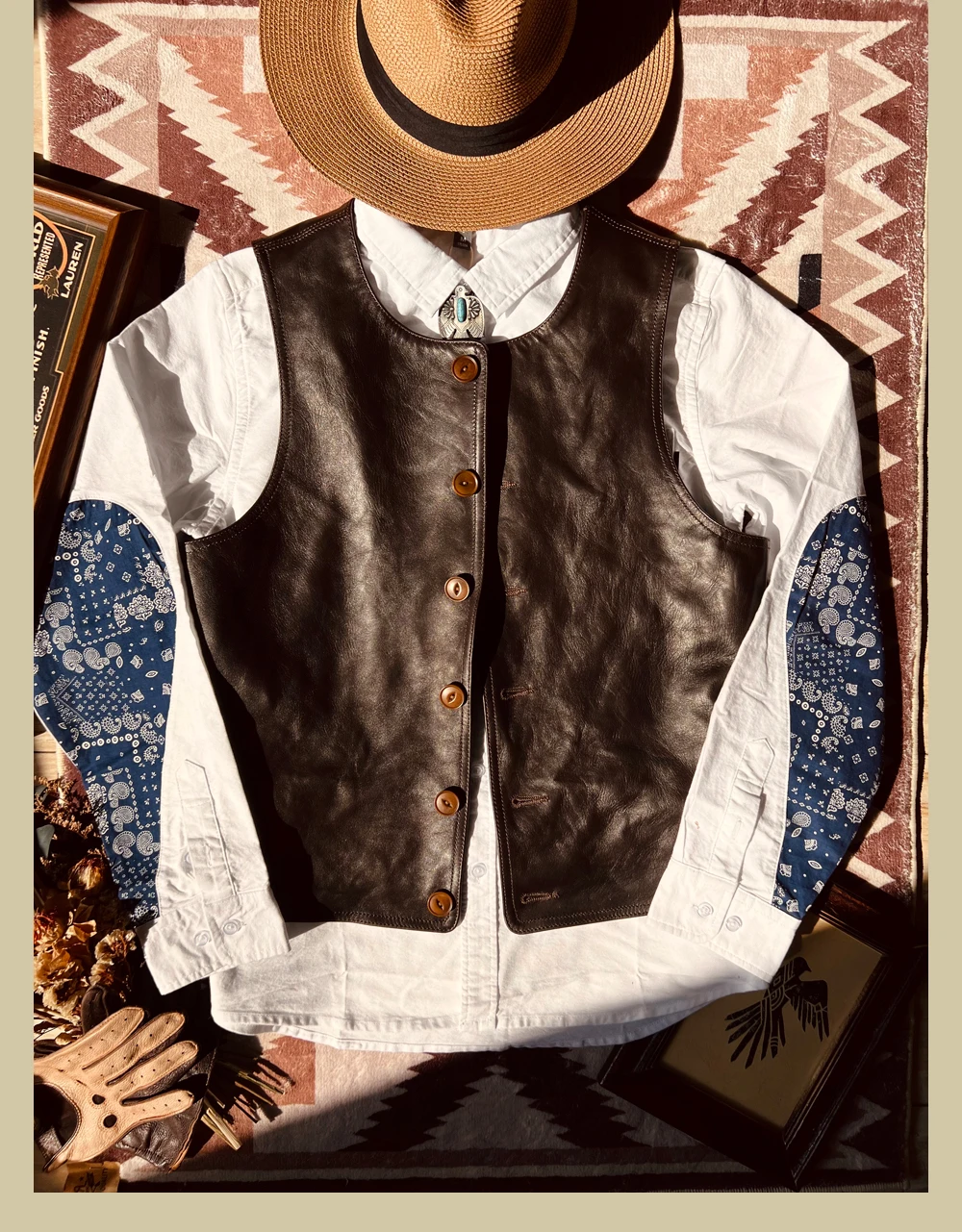 YR! Ücretsiz kargo. Japon Vint - Leather Work Vest For Men incelemesi ve fiyatı